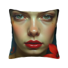 Housse de Coussin en Peluche à Visage Féminin Artistique - Okomall