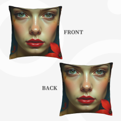 Housse de Coussin en Peluche à Visage Féminin Artistique - Okomall