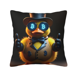 Housse de coussin en peluche réversible 18x18 pouces (Canard mignon Bitcoin)