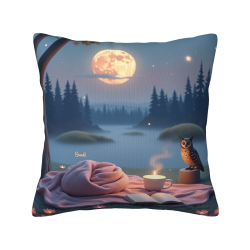 Funda de almohada de felpa reversible (18x18 pulgadas) - Noche de luna soñadora