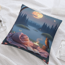 Fodera per cuscino in peluche reversibile (18x18 pollici) - Notte di luna sognante