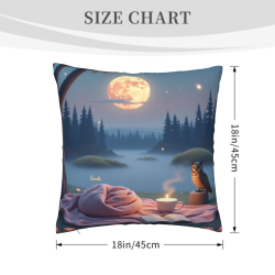 Funda de almohada de felpa reversible (18x18 pulgadas) - Noche de luna soñadora