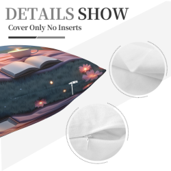 Funda de almohada de felpa reversible (18x18 pulgadas) - Noche de luna soñadora