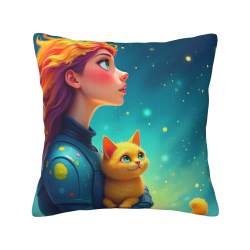 Housse de coussin en peluche Fille Rêveuse - Okomall