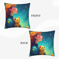 Housse de coussin en peluche Fille Rêveuse - Okomall