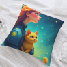 Housse de coussin en peluche Fille Rêveuse - Okomall