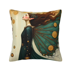 Housse de coussin en peluche double face (18x18 pouces) - Motif fée