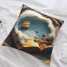Housse de coussin en peluche recto-verso 18x18 pouces (Navigation Fantastique)