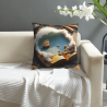 Housse de coussin en peluche recto-verso 18x18 pouces (Navigation Fantastique)