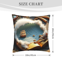 Housse de coussin en peluche recto-verso 18x18 pouces (Navigation Fantastique)