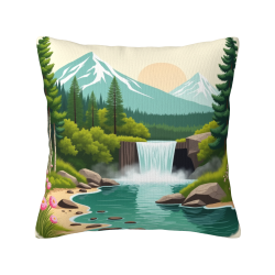 Housse de Coussin en Peluche Lac Montagne - Okomall