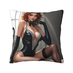 Housse de coussin en peluche double face 18x18 pouces (Style féminin tendance)