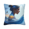 Housse de coussin en peluche double face (18x18 pouces) - Motif rêveur