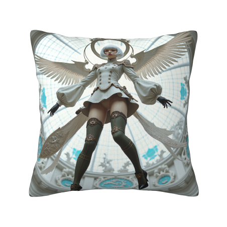 Housse de Coussin en Peluche Double Face (Motif Ange) 18x18in