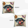 Fodera per cuscino in peluche reversibile (18x18 pollici) - Stampa fiori, farfalle e labbra rosse