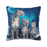 Coussin en Peluche Motif Léopard des Neiges 18x18in