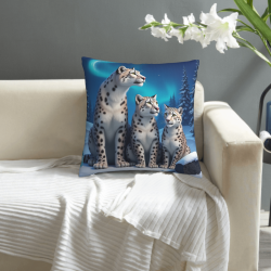 Cuscino in Peluche Motivo Leopardo delle Nevi 18x18in