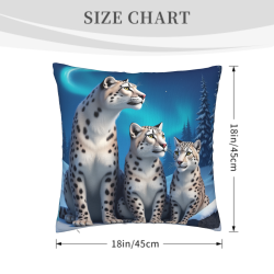 Coussin en Peluche Motif Léopard des Neiges 18x18in