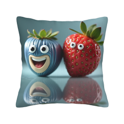 Fodera per cuscino in peluche doppia faccia 18x18 pollici con motivo divertente a fragola