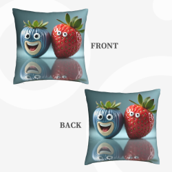 Funda de almohada de felpa doble cara de 18x18 pulgadas con diseño divertido de fresa