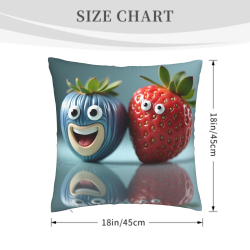 18x18 Zoll Lustige Erdbeere Doppelseitiger Plüsch-Kissenbezug
