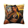 Impresionante Funda de Almohada de Peluche con Retrato Femenino - Okomall