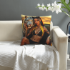 Housse de Coussin en Peluche avec Portrait Féminin Éblouissant - Okomall