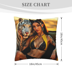Housse de Coussin en Peluche avec Portrait Féminin Éblouissant - Okomall