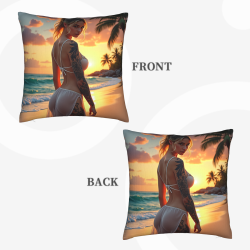 18x18in Double - Sided Plush Pillowcase (Summer Beach Beauty)