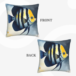 Funda de almohada de felpa reversible de 18x18 pulgadas con diseño de peces tropicales