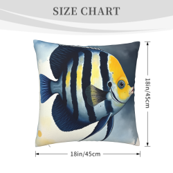 Fodera per cuscino in peluche reversibile da 18x18 pollici con motivo pesci tropicali