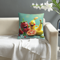 Housse de Coussin en Peluche Motif Fruits - Okomall