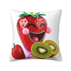 Funda de Cojín de Felpa de Doble Cara 18x18 pulgadas (Patrón de Fresas y Kiwis)