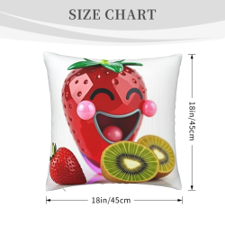 Funda de Cojín de Felpa de Doble Cara 18x18 pulgadas (Patrón de Fresas y Kiwis)