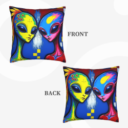 Doppelseitiges Plüschkissenbezug (Alien-Muster) 18x18 Zoll