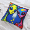 雙面毛絨抱枕套（外星圖案）18x18in