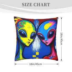 غطاء وسادة من الفرو مزدوج الوجه (نمط كائن فضائي) 18 × 18 بوصة