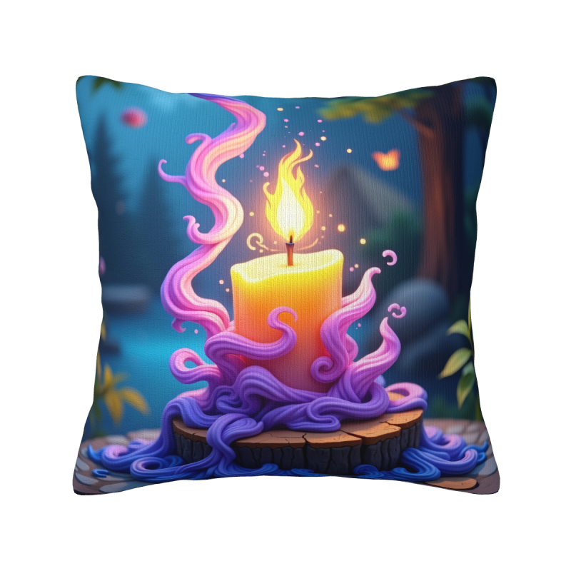 Funda de Almohada de Felpa Doble Cara (18x18 pulgadas) - Patrón de Vela Soñadora