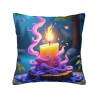 Funda de Almohada de Felpa Doble Cara (18x18 pulgadas) - Patrón de Vela Soñadora