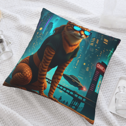 Futuristisches Katzenkissen - 18x18 Zoll | Okomall