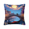 双面毛绒抱枕套（威尼斯月夜）18x18in