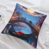 Fodera per cuscino in peluche doppia faccia (Notte di luna a Venezia) 18x18 pollici