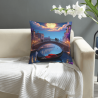 Housse de Coussin en Peluche (Nuit Illuminée par la Lune à Venise) 45x45 cm