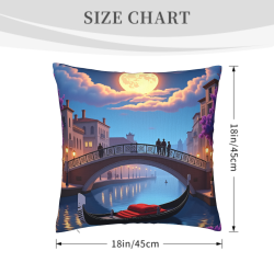 Doppelseitiger Plüsch-Kissenbezug (Venedig Mondnacht) 18x18 Zoll