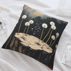 Housse de coussin en peluche réversible (18x18 pouces, motif pissenlit)