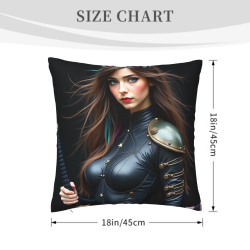 Fodera per Cuscino in Peluche Doppia Faccia - Guerriera Fantasy (18x18 pollici)