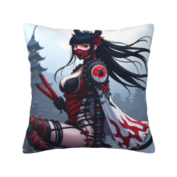 Kissenbezug aus Plüsch, doppelseitig, 18x18 Zoll – Ninja-Samurai-Motiv