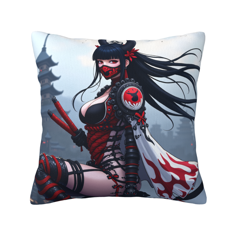 18x18in雙面毛絨抱枕套 - 忍者武士圖案