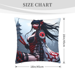 18x18in雙面毛絨抱枕套 - 忍者武士圖案
