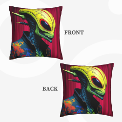 Doppelseitiger Plüsch-Bezug (18x18 Zoll) - Alien-Muster